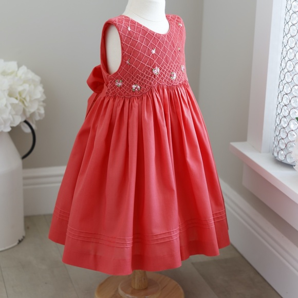 Twin Girl Smocked Dress Luli & Me Size 2T Embroidery Spring Portrait Sleeveless - Picture 2 of 6